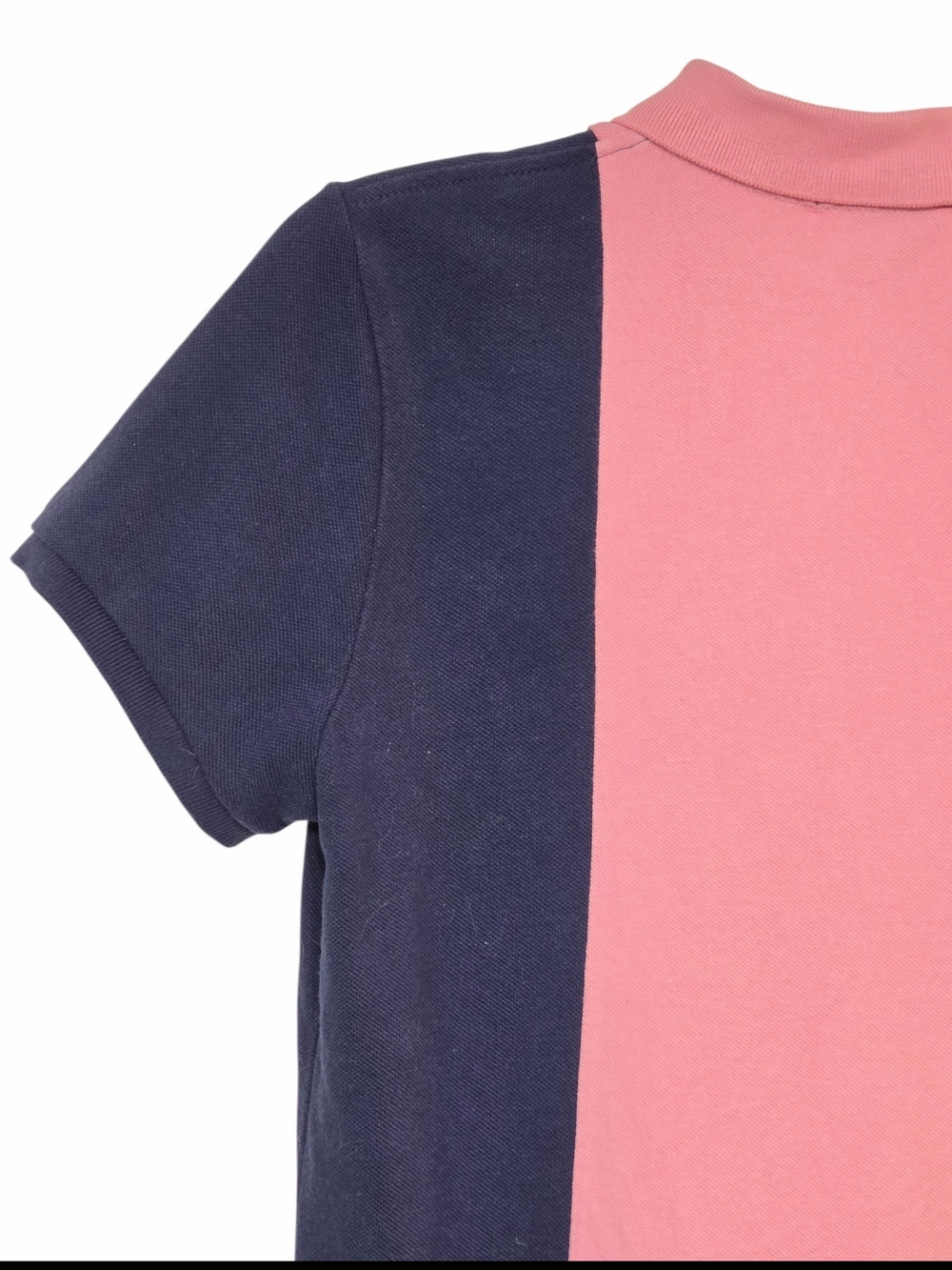 Ralph Lauren Embroidered Crest Pink & Navy Colorblock Polo Shirt Size Large 90s - Picture 13 of 14